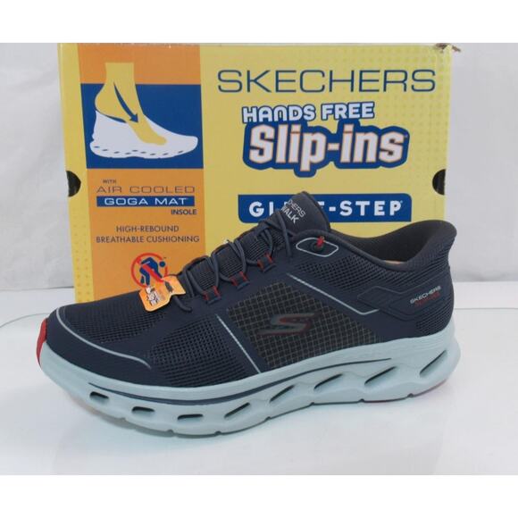 Men\'s Skechers Slip Ins Go Walk Glide Step 2.0 Zalor Sneakers Navy / Red 10.5